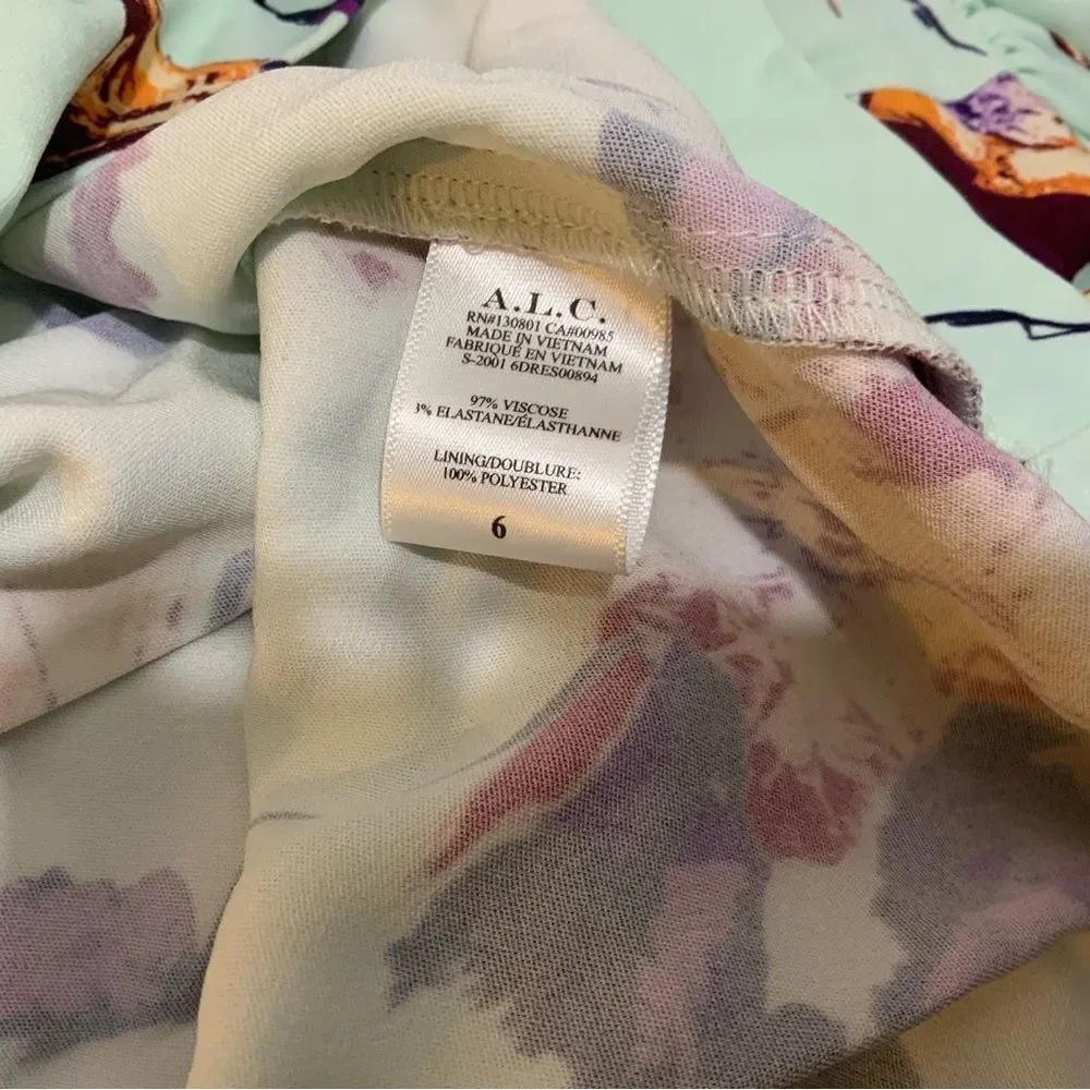 A.L.C. Jane Draped Floral Dress Floral Print Mini Dress Size: S